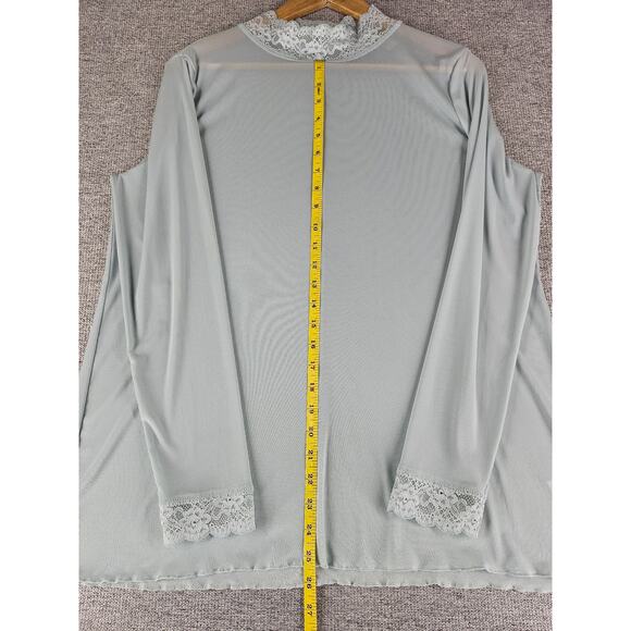 LOGO LAYERS WOMEN’S LIGHT BLUE LONG SLEEVE LACE COLLAR BLOUSE – SIZE LARGE - Picture 5 of 10